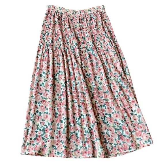 EXPRESS Campaignie Internationale Floral Pull-On/Button-Up Midi Skirt Sz L #345H - Picture 1 of 9